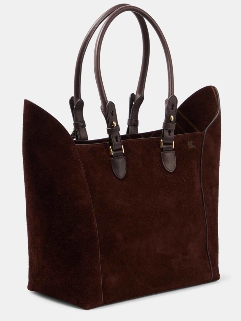 Brown Suede Tote Bag with Leather Handles